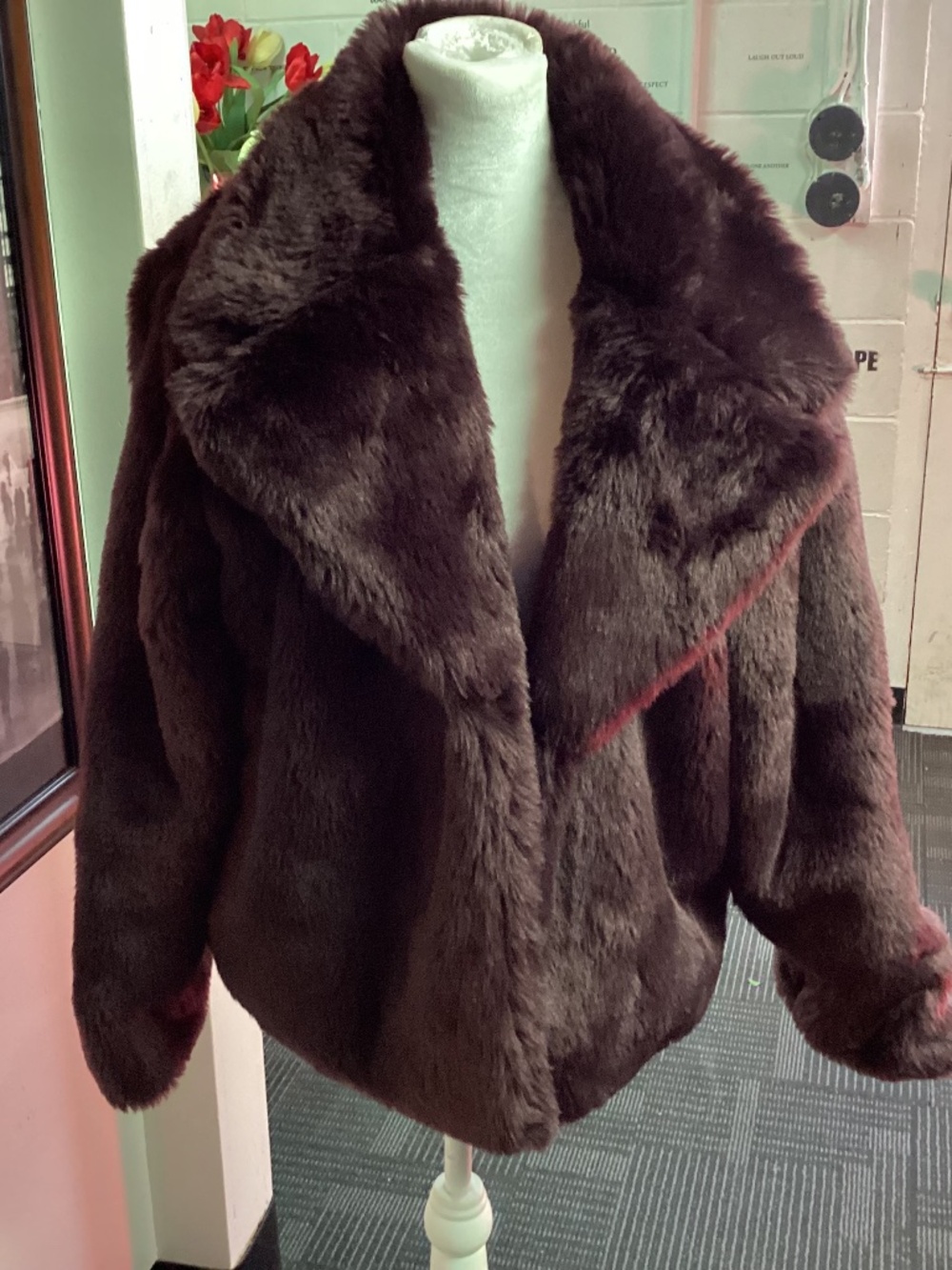A NEW DAY FAUX FUR DEEP PURPLE LARGE NEW !!!!